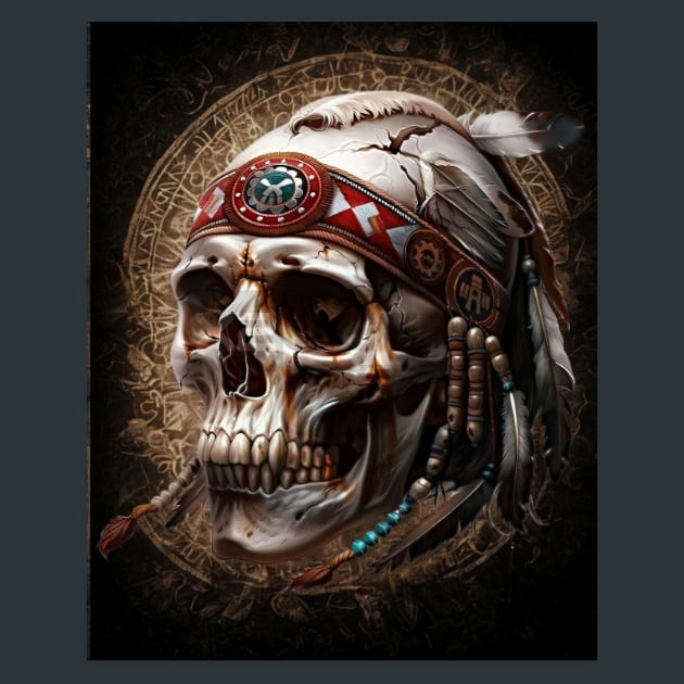 Elder Skull-Native American Metal Wall Art and Desktop Mouse Pad by X2Metal