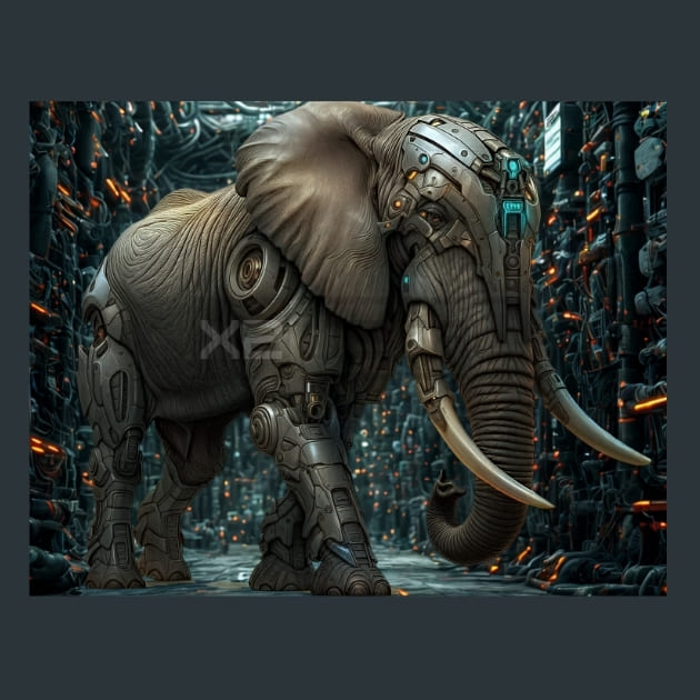 Elephant Mechanimals Metal Wall Art and Desktop Mouse Pad by X2Metal