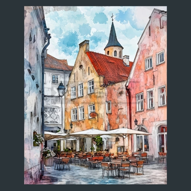 Estonia Tallinn Town Hall Square Metal Wall Art and Desktop Mouse Pad by X2Metal