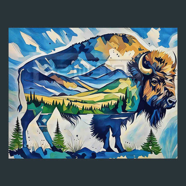 Ethereal Bison Metal Wall Art and Desktop Mouse Pad by X2Metal