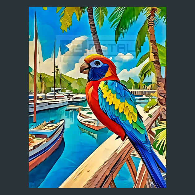 Exotic Birds Harbor Metal Wall Art and Desktop Mouse Pad by X2Metal