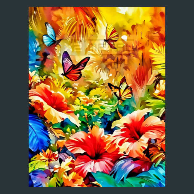 Exotic Hibiscus Garden Metal Wall Art and Desktop Mouse Pad by X2Metal