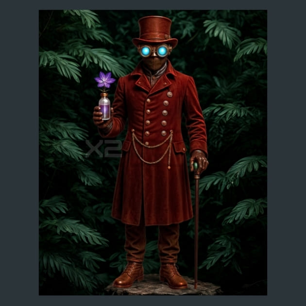 Expedition Botanist-Steampunk Metal Wall Art and Desktop Mouse Pad by X2Metal