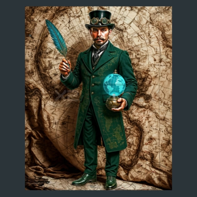 Expedition_Cartographer-Steampunk_metal_prints_posters_mouse_pads