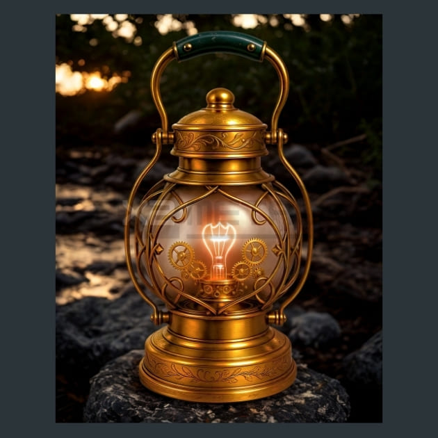Expedition Lantern-Steampunk Metal Wall Art and Desktop Mouse Pad by X2Metal