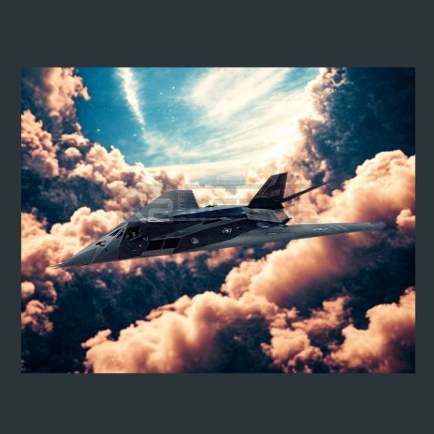 F-117 Jet Metal Wall Art and Desktop Mouse Pad by X2Metal