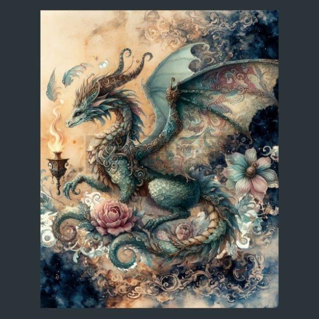 Fantasy Dragon 11 Metal Wall Art and Desktop Mouse Pad by X2Metal