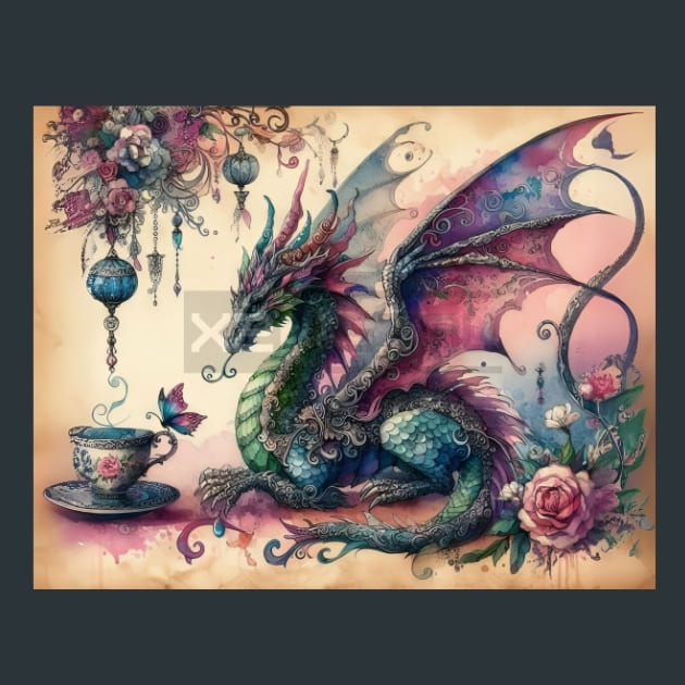 Fantasy Dragon 14 Metal Wall Art and Desktop Mouse Pad by X2Metal