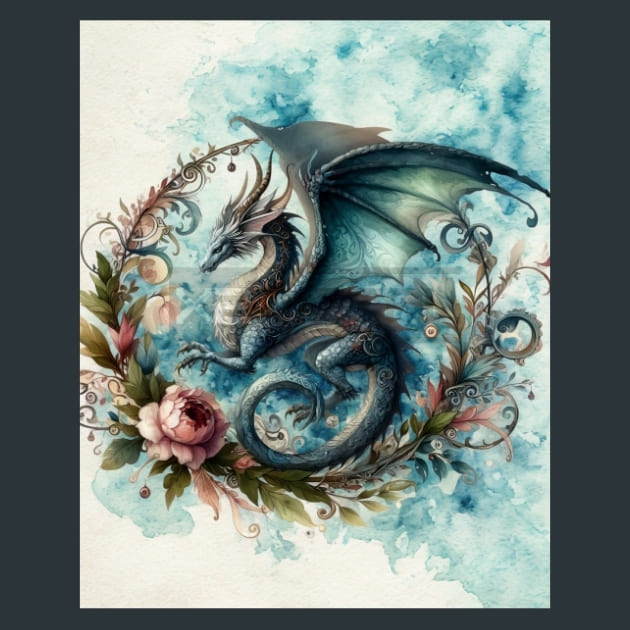 Fantasy Dragon 24 Metal Wall Art and Desktop Mouse Pad by X2Metal