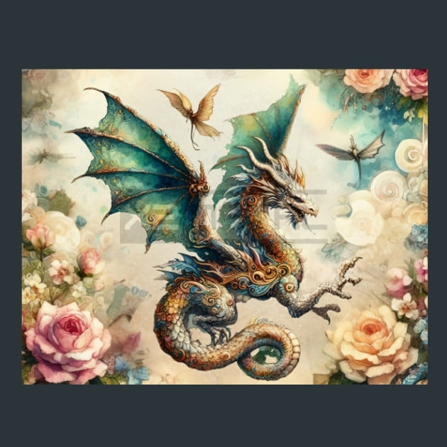 Fantasy Dragon 32 Metal Wall Art and Desktop Mouse Pad by X2Metal
