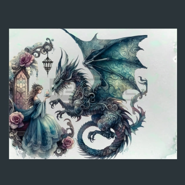 Fantasy Dragon 33 Metal Wall Art and Desktop Mouse Pad by X2Metal