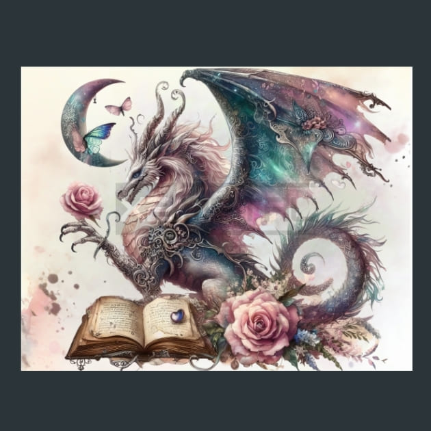 Fantasy Dragon 35 Metal Wall Art and Desktop Mouse Pad by X2Metal