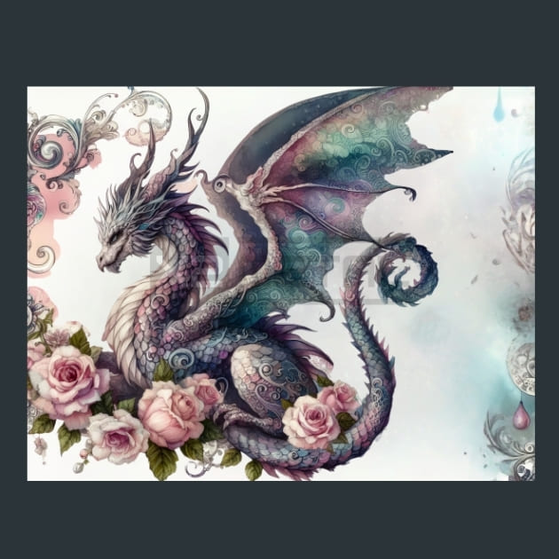 Fantasy Dragon 38 Metal Wall Art and Desktop Mouse Pad by X2Metal