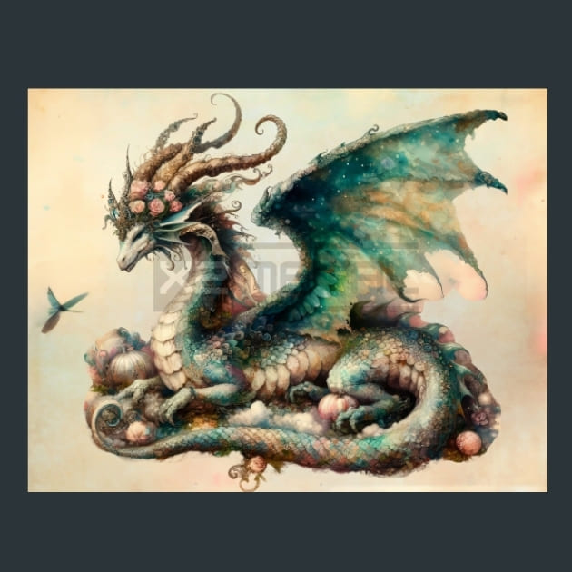 Fantasy Dragon 45 Metal Wall Art and Desktop Mouse Pad by X2Metal