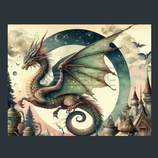 Fantasy Dragon 48 Metal Wall Art and Desktop Mouse Pad by X2Metal