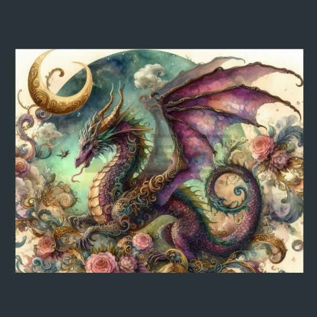 Fantasy Dragon 54 Metal Wall Art and Desktop Mouse Pad by X2Metal