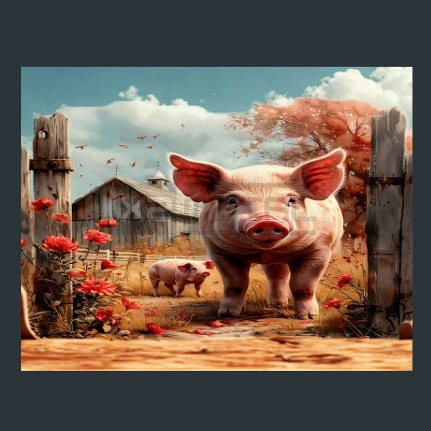 Farm Animals 16 Metal Wall Art and Desktop Mouse Pad by X2Metal