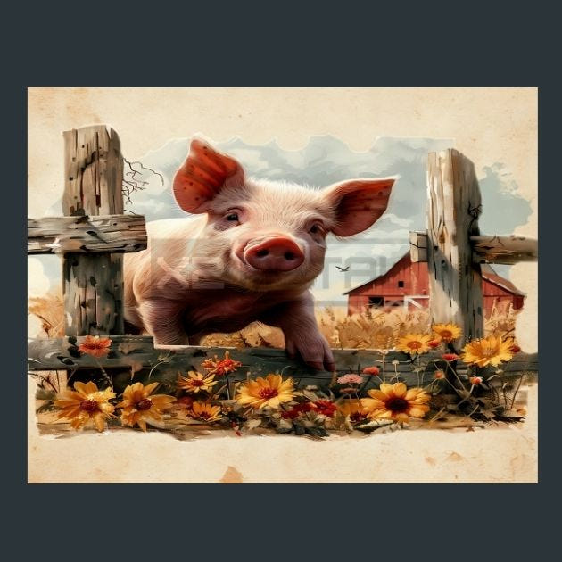 Farm Animals 20 Metal Wall Art and Desktop Mouse Pad by X2Metal