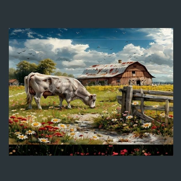 Farm Animals 6 Metal Wall Art and Desktop Mouse Pad by X2Metal