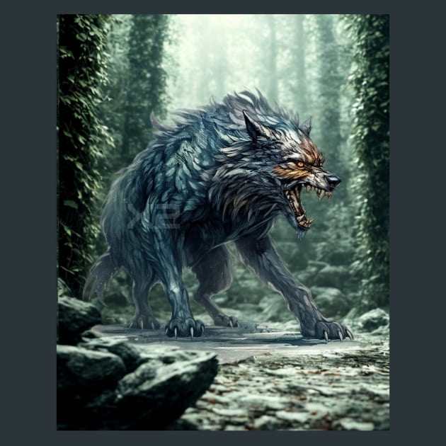 Fenrir Mythology Metal Wall Art and Desktop Mouse Pad by X2Metal