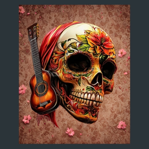 Festival Sugar Skull Metal Wall Art and Desktop Mouse Pad by X2Metal