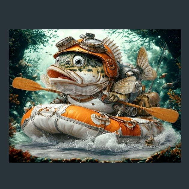 Canoe Fish 4 Metal Wall Art and Desktop Mouse Pad by X2Metal