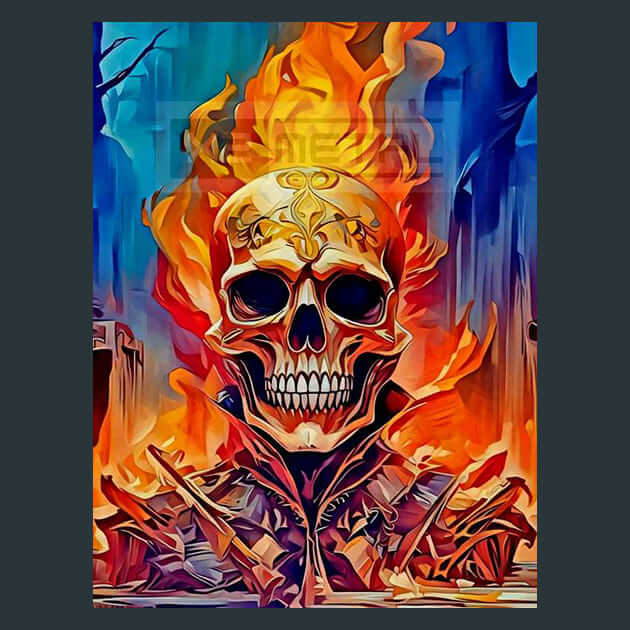 Flaming Skull – Metal Print &amp; Mouse Pad | ChromaLuxe | Made in Iowa USA