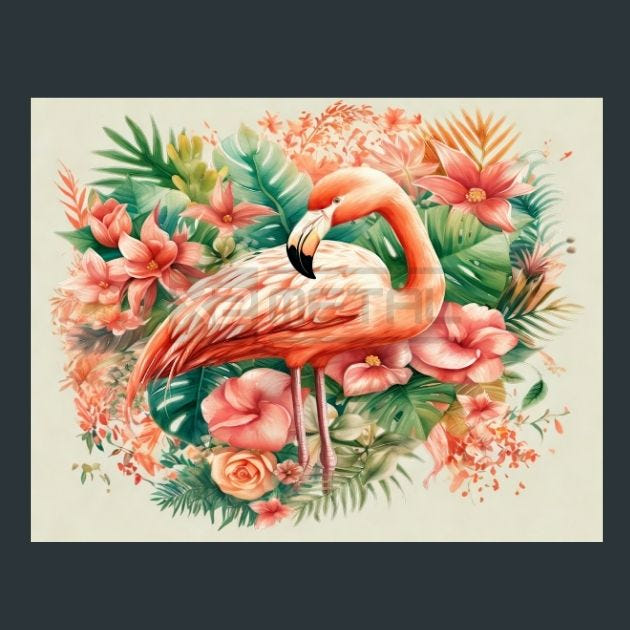 Flamingo Oasis 131 Metal Wall Art and Desktop Mouse Pad by X2Metal