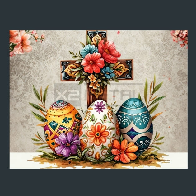 Floral Easter Eggs 11 Metal Wall Art and Desktop Mouse Pad by X2Metal