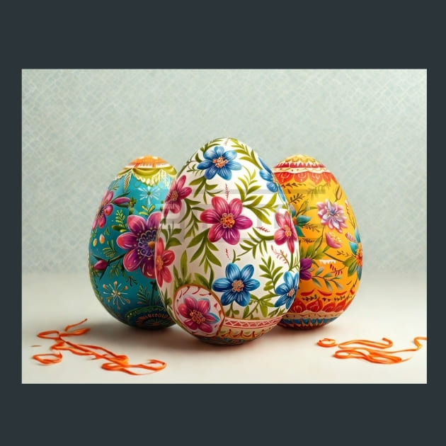 Floral Easter Eggs 13 Metal Wall Art and Desktop Mouse Pad by X2Metal