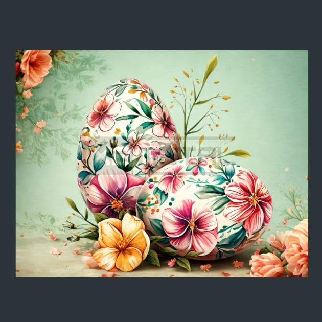 Floral Easter Eggs 14 Metal Wall Art and Desktop Mouse Pad by X2Metal