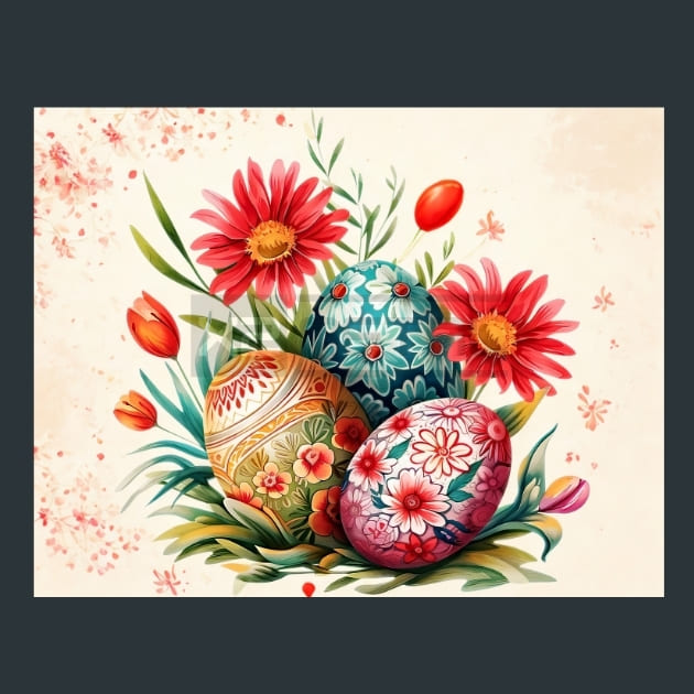 Floral Easter Eggs 15 Metal Wall Art and Desktop Mouse Pad by X2Metal