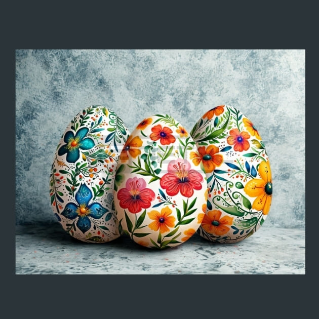 Floral Easter Eggs 16 Metal Wall Art and Desktop Mouse Pad by X2Metal