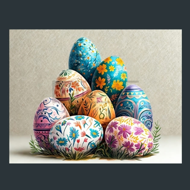 Floral Easter Eggs 17 Metal Wall Art and Desktop Mouse Pad by X2Metal
