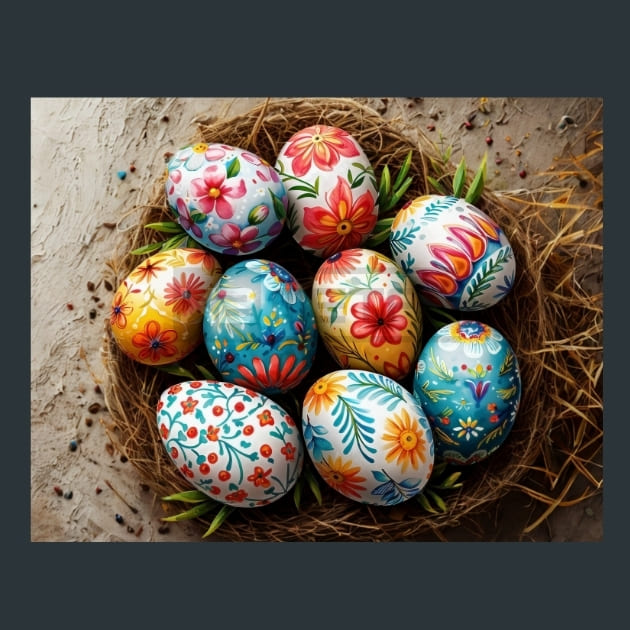 Floral Easter Eggs 18 Metal Wall Art and Desktop Mouse Pad by X2Metal