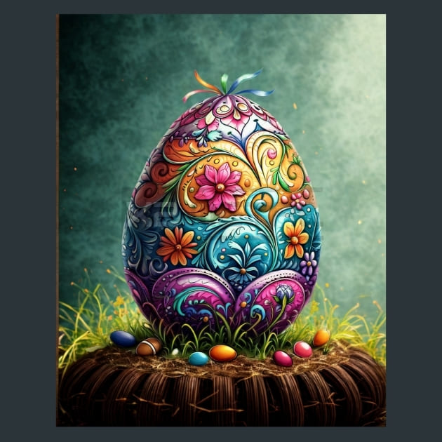 Floral Easter Eggs 1 Metal Wall Art and Desktop Mouse Pad by X2Metal