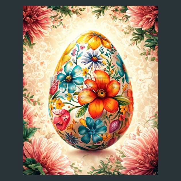 Floral Easter Eggs 6 Metal Wall Art and Desktop Mouse Pad by X2Metal