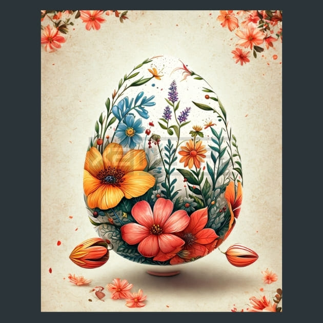 Floral Easter Eggs 7 Metal Wall Art and Desktop Mouse Pad by X2Metal