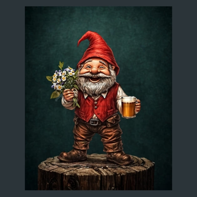 Floral Gnome 11 Metal Wall Art and Desktop Mouse Pad by X2Metal