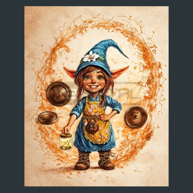 Floral Gnome 12 Metal Wall Art and Desktop Mouse Pad by X2Metal