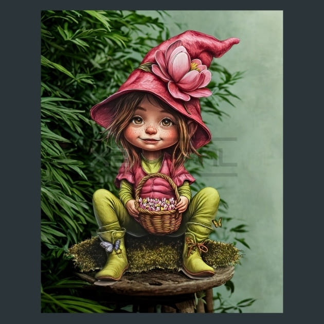 Floral Gnome 14 Metal Wall Art and Desktop Mouse Pad by X2Metal