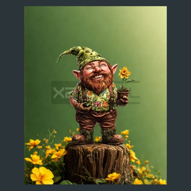 Floral Gnome 15 Metal Wall Art and Desktop Mouse Pad by X2Metal