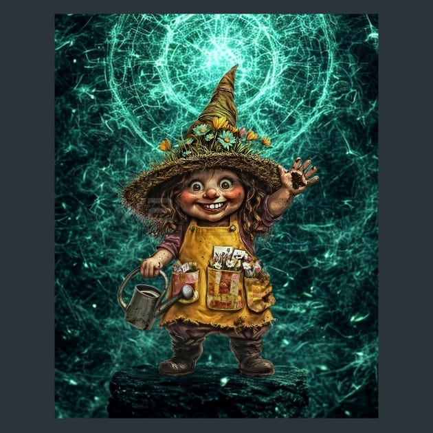 Floral Gnome 16 Metal Wall Art and Desktop Mouse Pad by X2Metal
