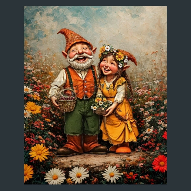 Floral Gnome 18 Metal Wall Art and Desktop Mouse Pad by X2Metal