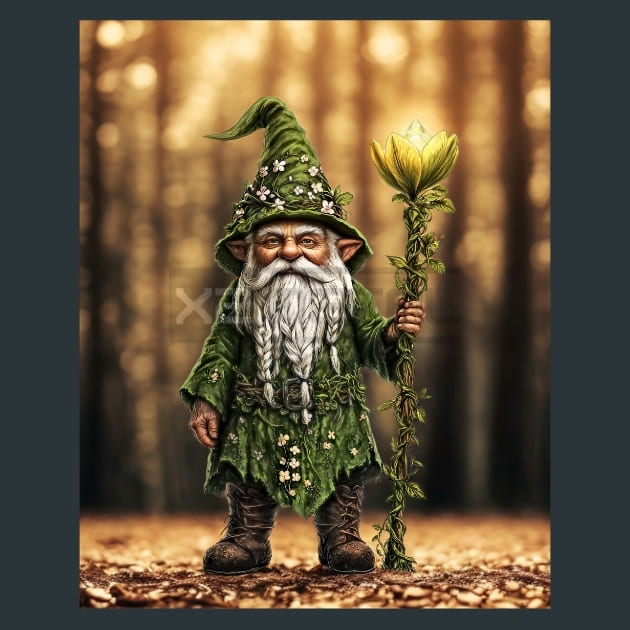 Floral Gnome 19 Metal Wall Art and Desktop Mouse Pad by X2Metal