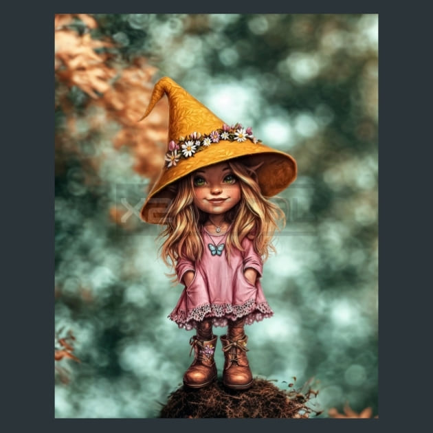 Floral Gnome 1 Metal Wall Art and Desktop Mouse Pad by X2Metal