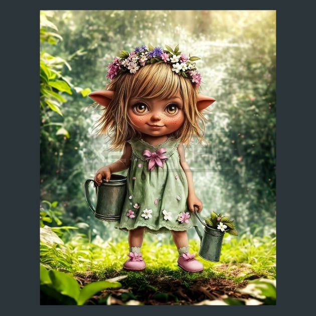Floral Gnome 20 Metal Wall Art and Desktop Mouse Pad by X2Metal