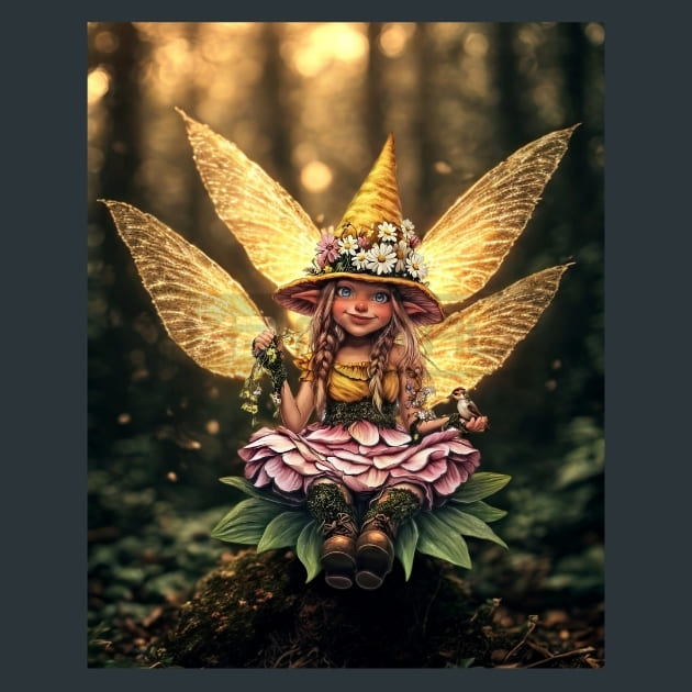 Floral Gnome 6 Metal Wall Art and Desktop Mouse Pad by X2Metal