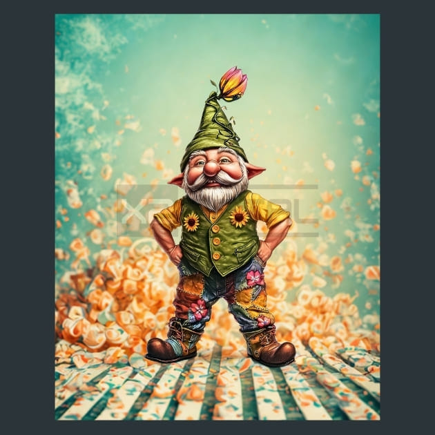 Floral Gnome 7 Metal Wall Art and Desktop Mouse Pad by X2Metal