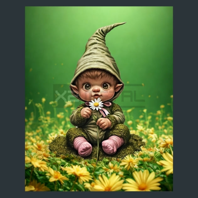 Floral Gnome 8 Metal Wall Art and Desktop Mouse Pad by X2Metal